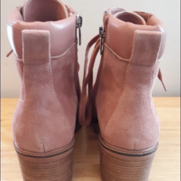 ❌SOLD❌ Vince Camuto Gaviana Suede Dermy Pink Hiking Combat Military Boots 8.5W - Picture 6 of 9